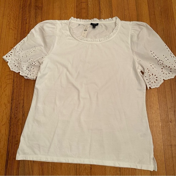 Talbots Tops - Talbots  White  Tee with Eyelet Sleeves - Petite Large New (v)
